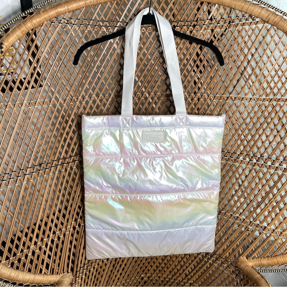 NWT Bath & Body Works Iridescent Quilted Tote Bag